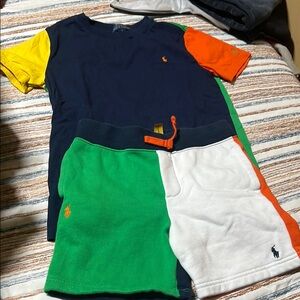 Polo by Ralph Lauren Blue and Yellow Matching Set Tees Short Sleeve